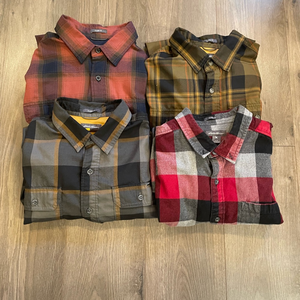 Eddie Bauer men’s classic plaid dress shirts